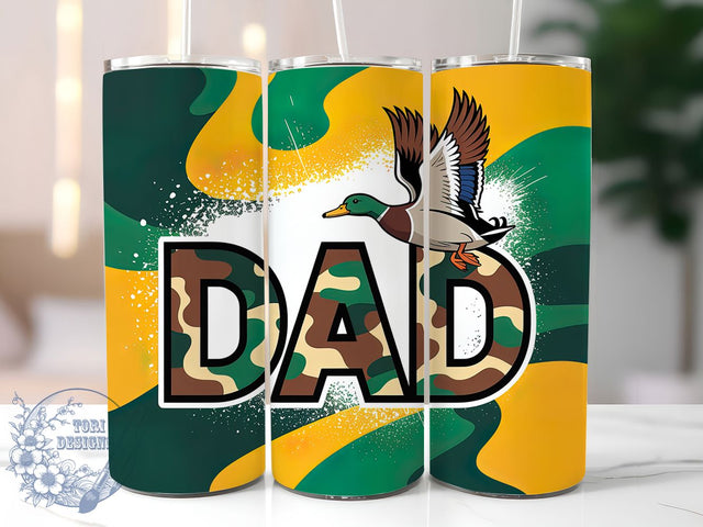 Patriotic Duck Dad 20oz Tumbler, USA Flag Wrap, Sublimation Gift, Patriotic Mug, 20oz Tumbler Design, Mallard Duck Graphic, Patriotic Dad Theme Sublimation ToriDesigns 