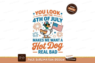 Patriotic duck holding hot dog and flag hotdog american Sublimation Designangry 