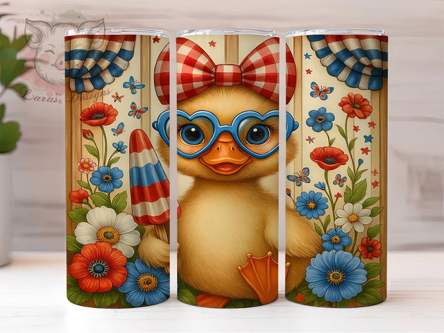 Patriotic Duck Independence Day Tumbler, 4th Of July Duck PNG, Cute Duckling Sublimation, Red White Blue Tumbler Wrap, Independence Day Tumbler, USA Animal Tumbler Design Sublimation Lara' s Designs 