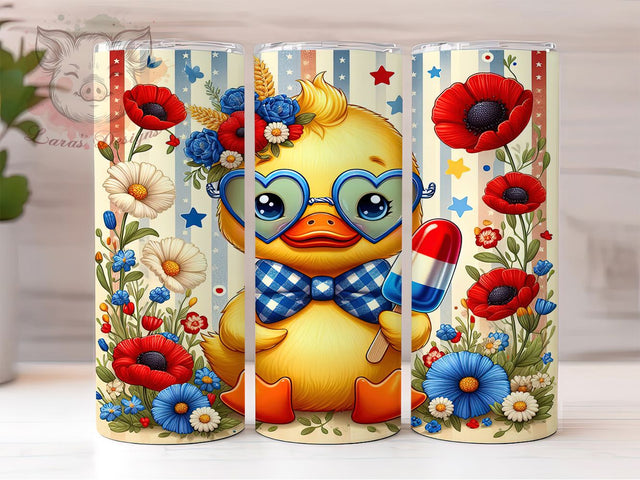 Patriotic Duck Independence Day Tumbler, 4th Of July Duck PNG, Cute Duckling Sublimation, Red White Blue Tumbler Wrap, Independence Day Tumbler, USA Animal Tumbler Design Sublimation Lara' s Designs 