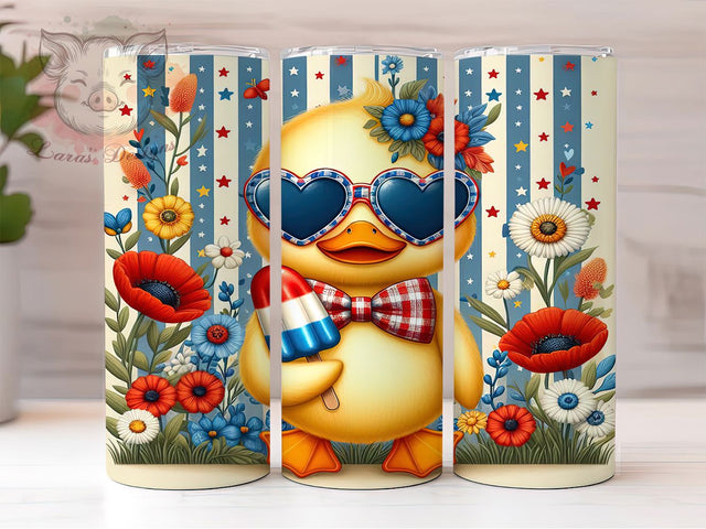 Patriotic Duck Independence Day Tumbler, 4th Of July Duck PNG, Cute Duckling Sublimation, Red White Blue Tumbler Wrap, Independence Day Tumbler, USA Animal Tumbler Design Sublimation Lara' s Designs 