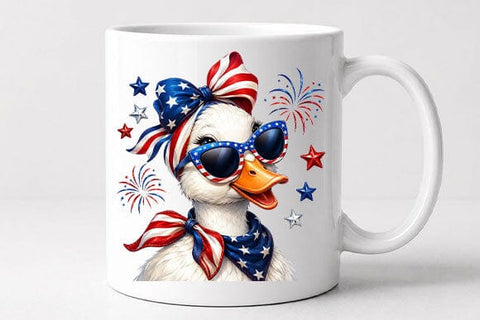 Patriotic Duck PNG Fourth of July Sublimation Design SVG BillahCrafts 