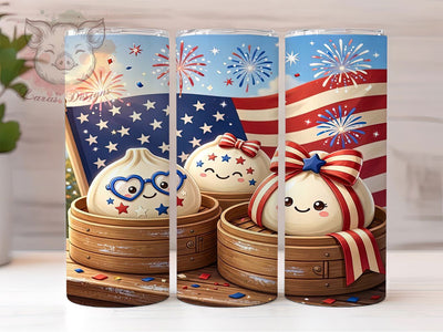 Patriotic Dumplings Steamer 20oz Tumbler, Patriotic Popsicles, Stars Motif, Red White Blue, Sublimation Wrap, 20oz Tumbler, Festive Aesthetic, Summer Charm Sublimation Lara' s Designs 