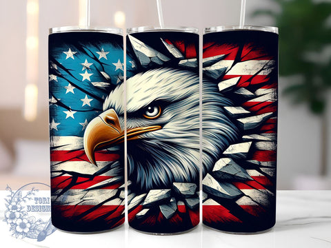 Patriotic Eagle 20oz Skinny Tumbler, 4th of July Tumbler Png, Straight & Tapered Tumbler Wrap, Instant Digital Download Sublimation ToriDesigns 