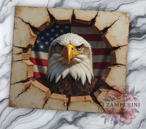 Patriotic Eagle 20oz Tumbler, Eagle Design Tumbler, 20oz Wrap, Sublimation Tumbler, American Flag Tumbler, 4th of July Gift, USA Themed Tumbler Sublimation Li Zamperini 