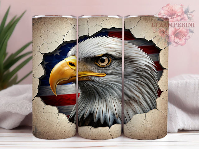 Patriotic Eagle 20oz Tumbler, Eagle Design Tumbler, 20oz Wrap, Sublimation Tumbler, American Flag Tumbler, 4th of July Gift, USA Themed Tumbler Sublimation Li Zamperini 