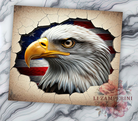 Patriotic Eagle 20oz Tumbler, Eagle Design Tumbler, 20oz Wrap, Sublimation Tumbler, American Flag Tumbler, 4th of July Gift, USA Themed Tumbler Sublimation Li Zamperini 