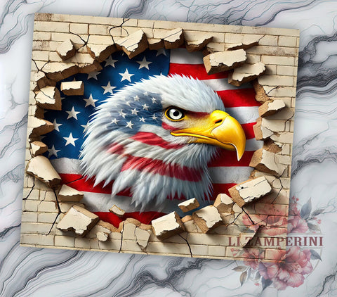 Patriotic Eagle 20oz Tumbler, Eagle Design Tumbler, 20oz Wrap, Sublimation Tumbler, American Flag Tumbler, 4th of July Gift, USA Themed Tumbler Sublimation Li Zamperini 