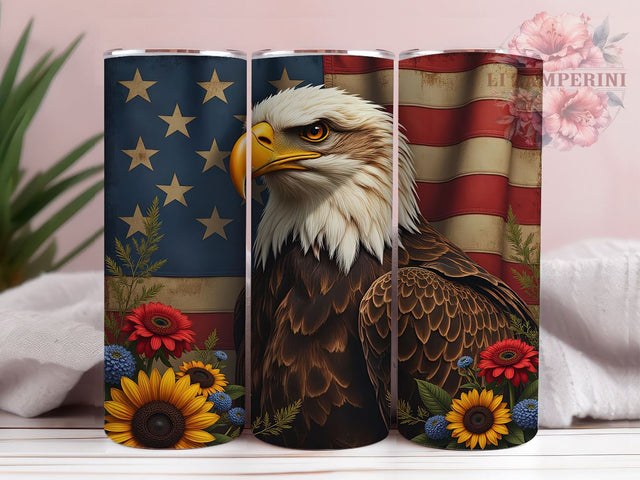Patriotic Eagle 20oz Tumbler, Patriotic Design, 20oz Tumbler Wrap, USA Flag Tumbler, Independence Day Gift, Eagle Decor, Custom Drinkware Sublimation Li Zamperini 