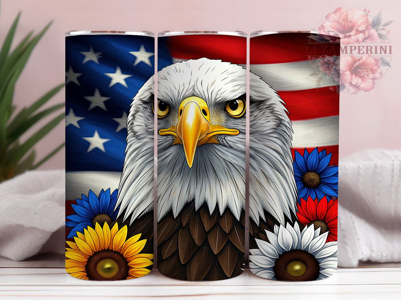 Patriotic Eagle 20oz Tumbler, Patriotic Design, 20oz Tumbler Wrap, USA Flag Tumbler, Independence Day Gift, Eagle Decor, Custom Drinkware Sublimation Li Zamperini 