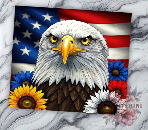 Patriotic Eagle 20oz Tumbler, Patriotic Design, 20oz Tumbler Wrap, USA Flag Tumbler, Independence Day Gift, Eagle Decor, Custom Drinkware Sublimation Li Zamperini 