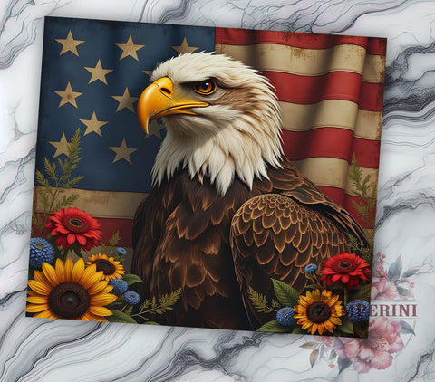 Patriotic Eagle 20oz Tumbler, Patriotic Design, 20oz Tumbler Wrap, USA Flag Tumbler, Independence Day Gift, Eagle Decor, Custom Drinkware Sublimation Li Zamperini 