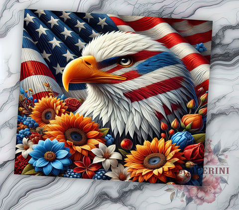 Patriotic Eagle 20oz Tumbler, Patriotic Design, 20oz Tumbler Wrap, USA Flag Tumbler, Independence Day Gift, Eagle Decor, Custom Drinkware Sublimation Li Zamperini 