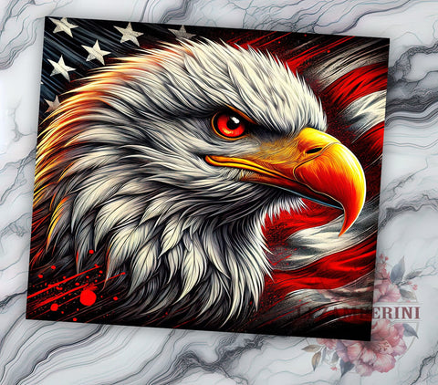 Patriotic Eagle 20oz Tumbler, Patriotic Eagle Design, 20oz Tumbler Wrap, USA Flag Tumbler, Independence Day Gift, Eagle Decor, Custom Drinkware Sublimation Li Zamperini 