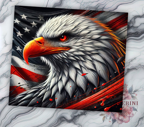 Patriotic Eagle 20oz Tumbler, Patriotic Eagle Design, 20oz Tumbler Wrap, USA Flag Tumbler, Independence Day Gift, Eagle Decor, Custom Drinkware Sublimation Li Zamperini 