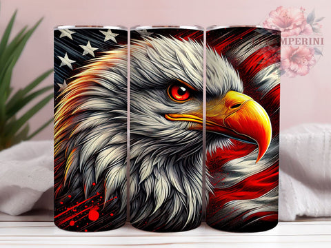 Patriotic Eagle 20oz Tumbler, Patriotic Eagle Design, 20oz Tumbler Wrap, USA Flag Tumbler, Independence Day Gift, Eagle Decor, Custom Drinkware Sublimation Li Zamperini 