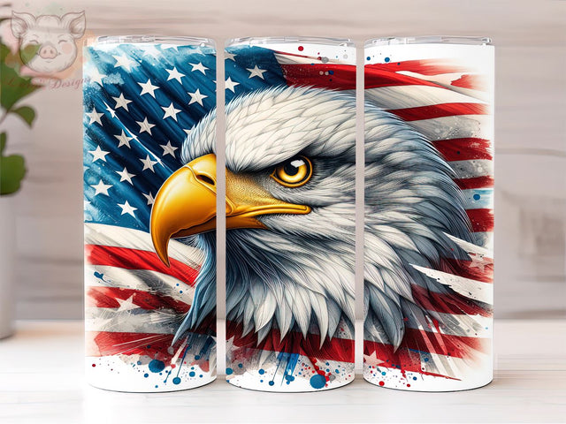 Patriotic Eagle 20oz Tumbler Png, Straight & Tapered Tumbler Png, Eagle with American Flag Tumbler Png, Digital Download PNG Sublimation Lara' s Designs 