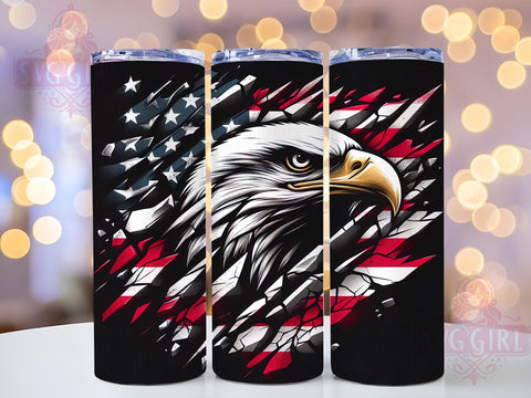 Patriotic Eagle 20oz Tumbler Wrap Sublimation Design, Straight Tapered Tumbler Wrap, 4th of July Tumbler Png, Instant Digital Download Sublimation SvggirlplusArt 