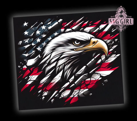 Patriotic Eagle 20oz Tumbler Wrap Sublimation Design, Straight Tapered Tumbler Wrap, 4th of July Tumbler Png, Instant Digital Download Sublimation SvggirlplusArt 