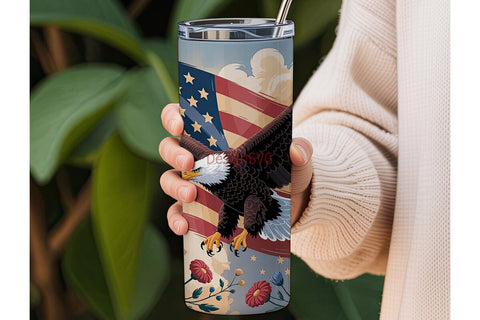Patriotic Eagle 20oz Tumbler Wrap Sublimation DesignSVG 