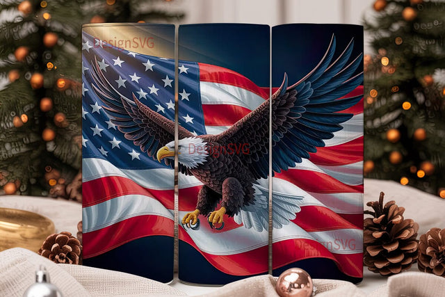 Patriotic Eagle 20oz Tumbler Wrap Sublimation DesignSVG 