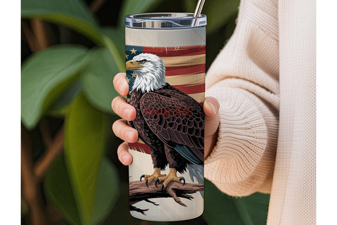 Patriotic Eagle 20oz Tumbler Wrap Sublimation DesignSVG 
