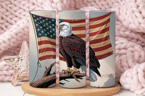 Patriotic Eagle 20oz Tumbler Wrap Sublimation DesignSVG 