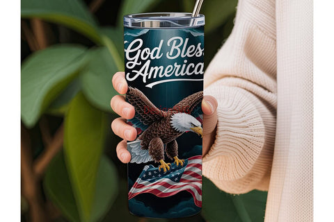 Patriotic Eagle 20oz Tumbler Wrap Sublimation DesignSVG 