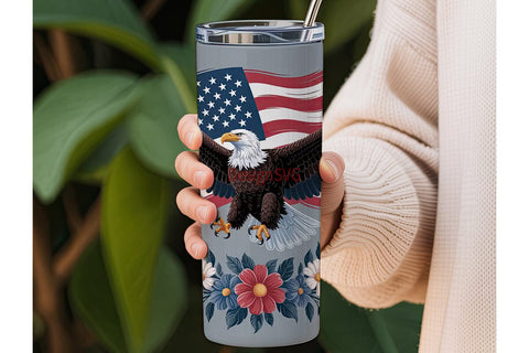 Patriotic Eagle 20oz Tumbler Wrap Sublimation DesignSVG 