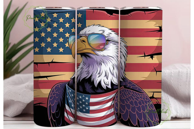 Patriotic Eagle 20oz Tumbler Wrap Sublimation PixelChick 