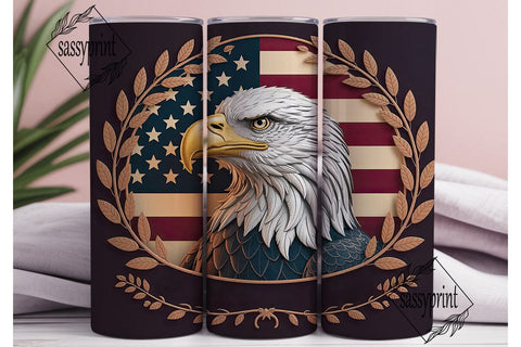 Patriotic Eagle 20oz Tumbler Wrap Sublimation sassyprint 