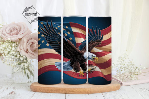 Patriotic Eagle 20oz Tumbler Wrap Sublimation sassyprint 