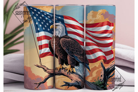 Patriotic Eagle 20oz Tumbler Wrap Sublimation sassyprint 
