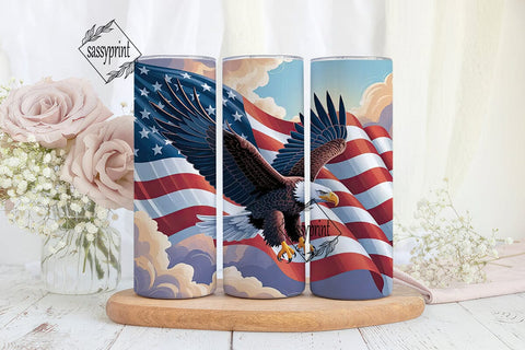 Patriotic Eagle 20oz Tumbler Wrap Sublimation sassyprint 