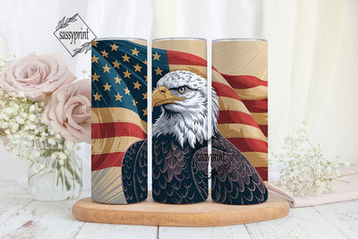 Patriotic Eagle 20oz Tumbler Wrap Sublimation sassyprint 