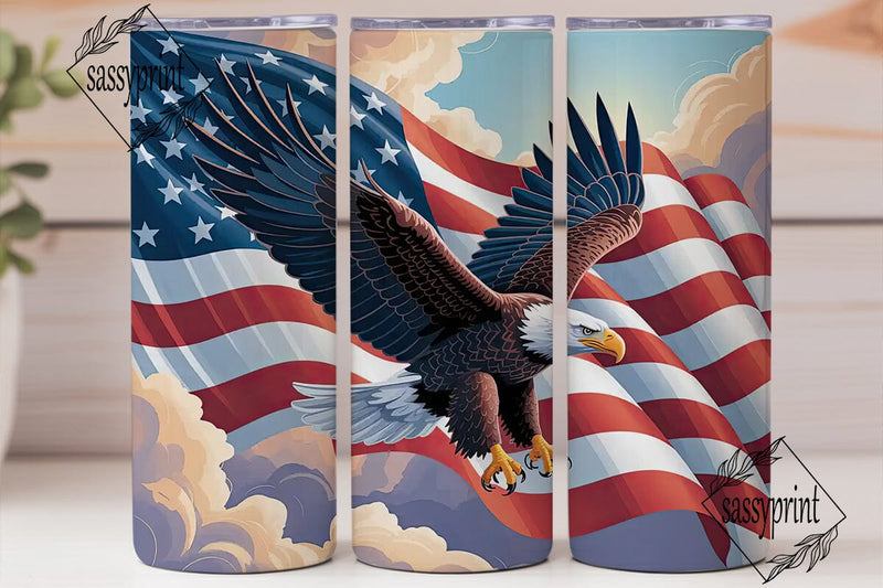 Patriotic Eagle 20oz Tumbler Wrap Sublimation sassyprint 