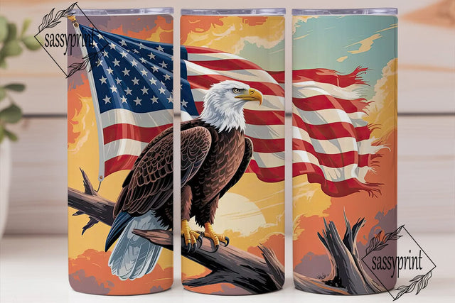 Patriotic Eagle 20oz Tumbler Wrap Sublimation sassyprint 