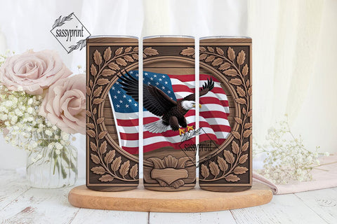 Patriotic Eagle 20oz Tumbler Wrap Sublimation sassyprint 