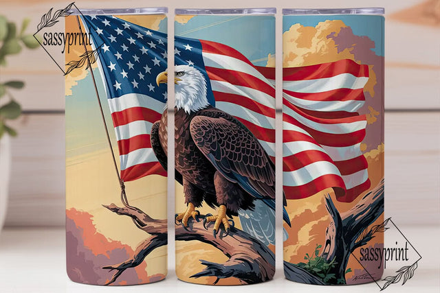 Patriotic Eagle 20oz Tumbler Wrap Sublimation sassyprint 