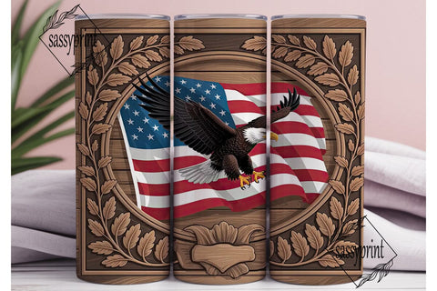 Patriotic Eagle 20oz Tumbler Wrap Sublimation sassyprint 