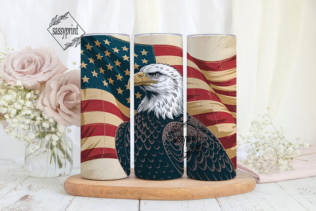 Patriotic Eagle 20oz Tumbler Wrap Sublimation sassyprint 