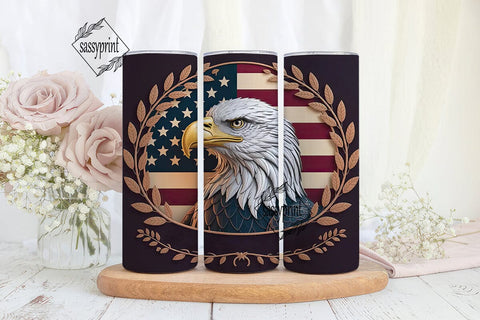 Patriotic Eagle 20oz Tumbler Wrap Sublimation sassyprint 