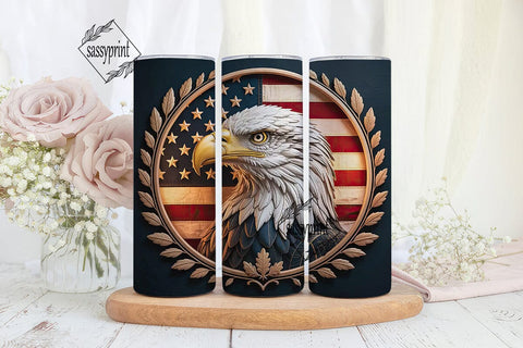 Patriotic Eagle 20oz Tumbler Wrap Sublimation sassyprint 