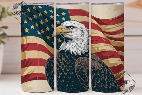 Patriotic Eagle 20oz Tumbler Wrap Sublimation sassyprint 