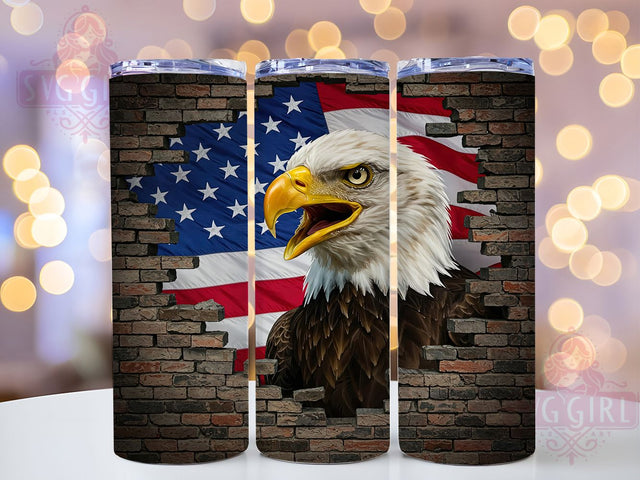 Patriotic Eagle American Flag 20oz USA Tumbler, American Flag Tumbler, Bald Eagle Tumbler, 20oz Sublimation Wrap, USA Pride Tumbler, Freedom Eagle Tumbler, Veterans Gift Sublimation SvggirlplusArt 
