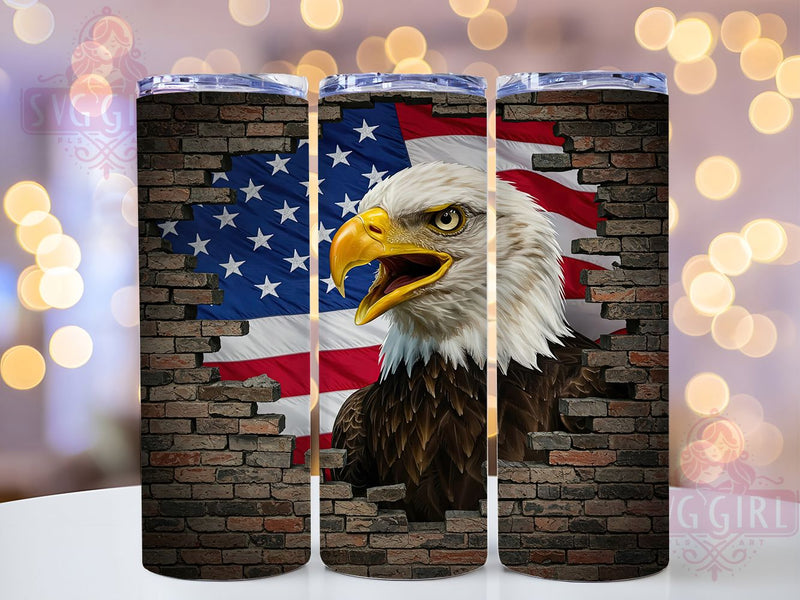Patriotic Eagle American Flag 20oz USA Tumbler, American Flag Tumbler, Bald Eagle Tumbler, 20oz Sublimation Wrap, USA Pride Tumbler, Freedom Eagle Tumbler, Veterans Gift Sublimation SvggirlplusArt 