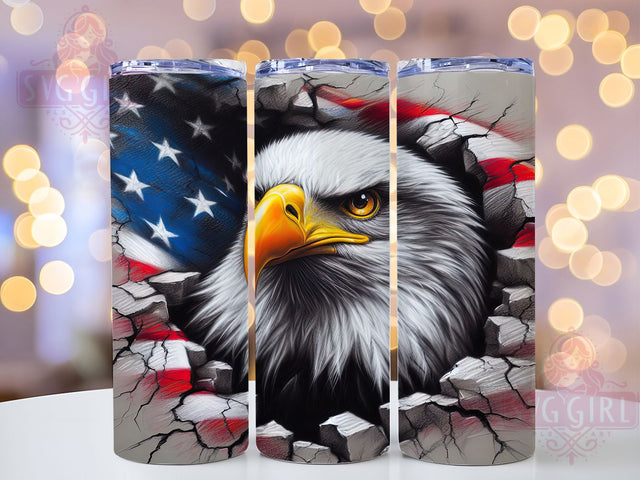 Patriotic Eagle American Flag 20oz USA Tumbler, American Flag Tumbler, Bald Eagle Tumbler, 20oz Sublimation Wrap, USA Pride Tumbler, Freedom Eagle Tumbler, Veterans Gift Sublimation SvggirlplusArt 