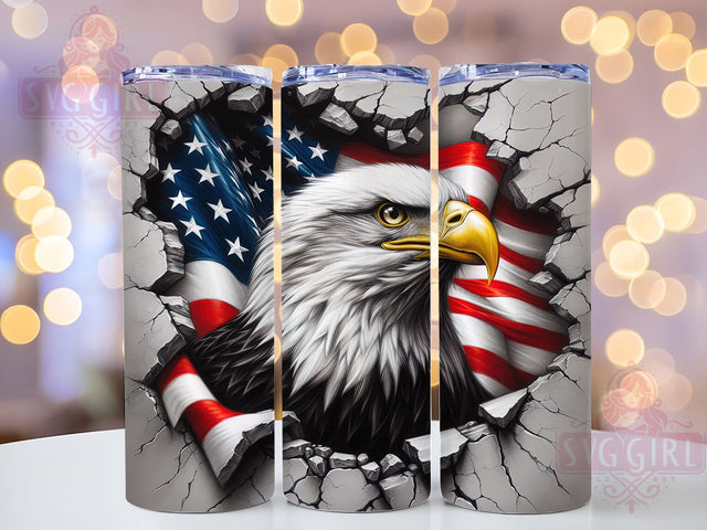 Patriotic Eagle American Flag 20oz USA Tumbler, American Flag Tumbler, Bald Eagle Tumbler, 20oz Sublimation Wrap, USA Pride Tumbler, Freedom Eagle Tumbler, Veterans Gift Sublimation SvggirlplusArt 