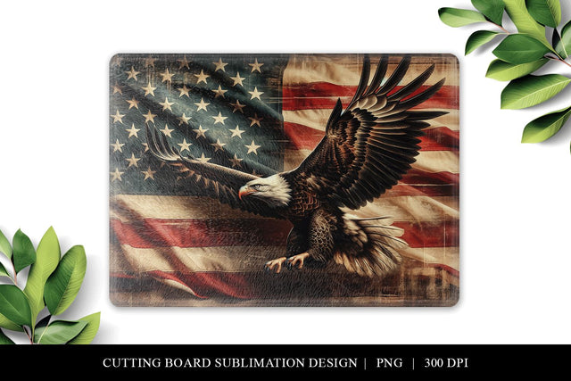 Patriotic Eagle American Flag Cutting Board Sublimation PNG Sublimation BijouBay 