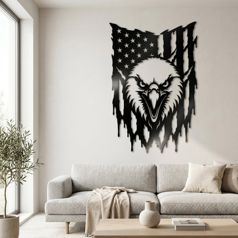 Patriotic Eagle American Flag Laser SVG | Plasma Cut Metal Wall Art | CNC Laser Cut File | Bald Eagle USA Flag Dxf Eps Png SVG HappyDesignStudio 